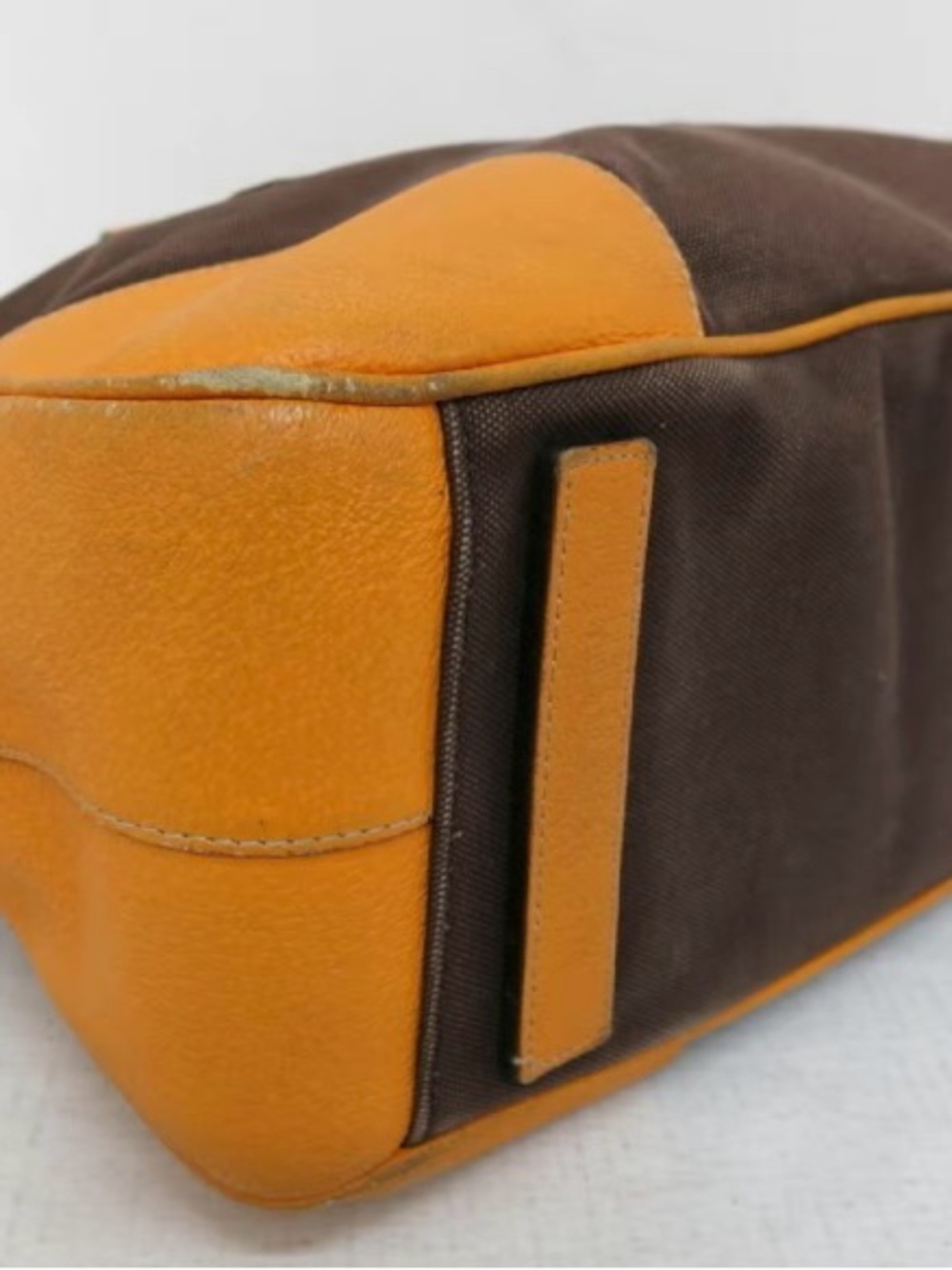 Prada Brown Canvas Satchel with yellow Leather Trim - Picture 5 of 7
